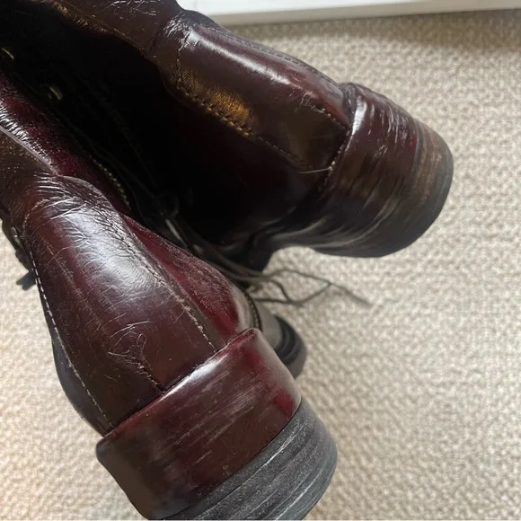 NWT A.S.98 Distressed Lace Zipper Leather Moto Combat Boots AS 98 - Picture 5 of 9